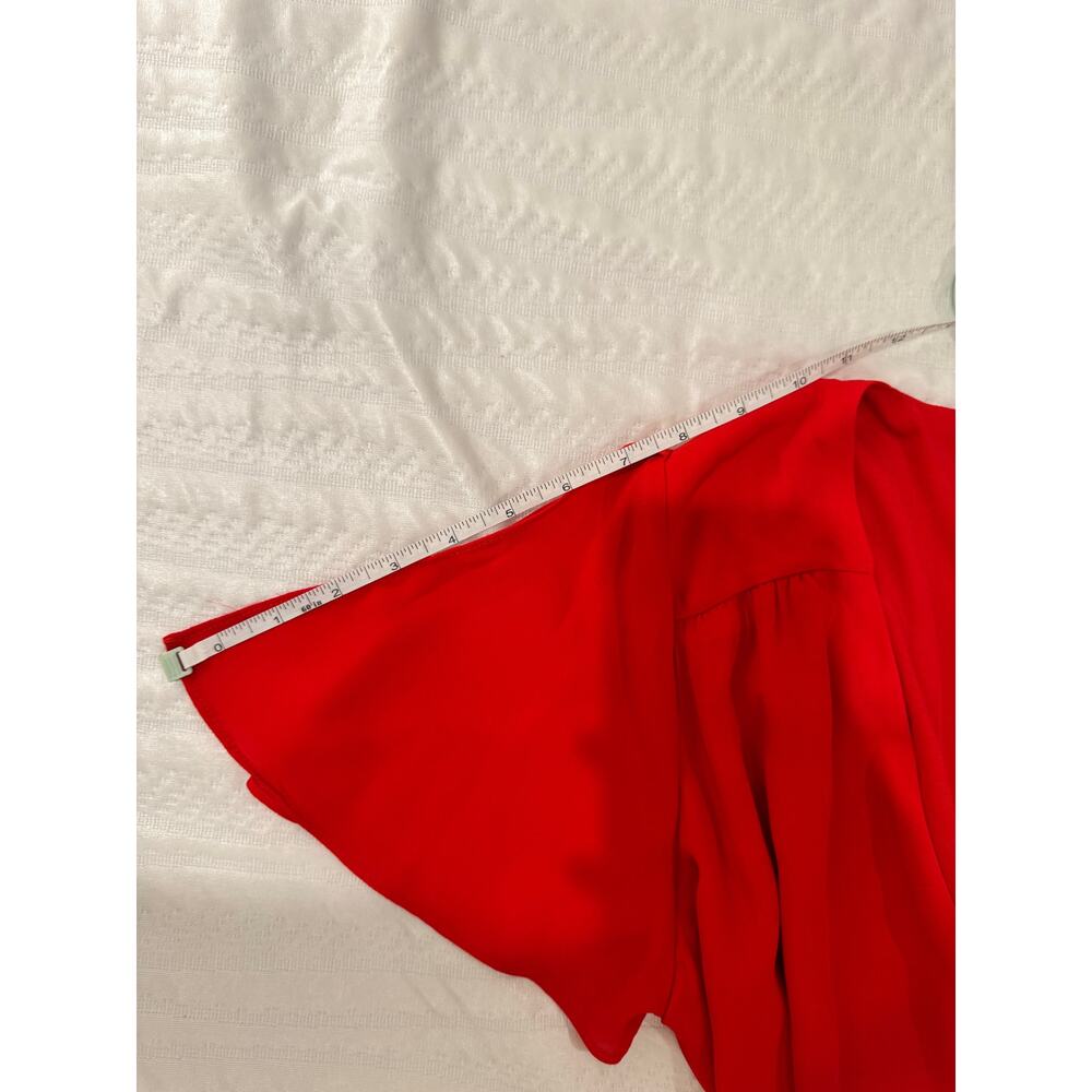 Lulus Red Midi Wrap Dress Women's Large Summer Wedding Guest Romantic Bright - Picture 7 of 16